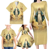 Blessed Virgin Mary Family Matching Long Sleeve Bodycon Dress and Hawaiian Shirt Falling Asleep of the Mother of God - Wonder Print Shop