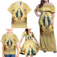 Blessed Virgin Mary Family Matching Off Shoulder Maxi Dress and Hawaiian Shirt Falling Asleep of the Mother of God - Wonder Print Shop
