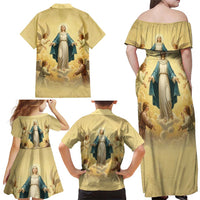 Blessed Virgin Mary Family Matching Off Shoulder Maxi Dress and Hawaiian Shirt Falling Asleep of the Mother of God - Wonder Print Shop