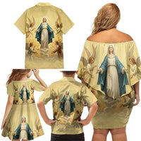 Blessed Virgin Mary Family Matching Off Shoulder Short Dress and Hawaiian Shirt Falling Asleep of the Mother of God - Wonder Print Shop