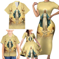 Blessed Virgin Mary Family Matching Short Sleeve Bodycon Dress and Hawaiian Shirt Falling Asleep of the Mother of God - Wonder Print Shop