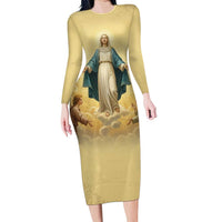 Blessed Virgin Mary Long Sleeve Bodycon Dress Falling Asleep of the Mother of God - Wonder Print Shop