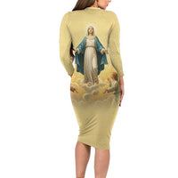 Blessed Virgin Mary Long Sleeve Bodycon Dress Falling Asleep of the Mother of God - Wonder Print Shop