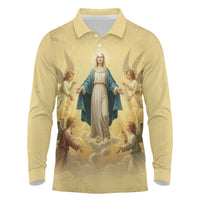 Blessed Virgin Mary Long Sleeve Polo Shirt Falling Asleep of the Mother of God - Wonder Print Shop