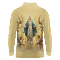 Blessed Virgin Mary Long Sleeve Polo Shirt Falling Asleep of the Mother of God - Wonder Print Shop