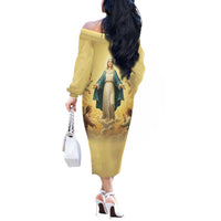 Blessed Virgin Mary Off The Shoulder Long Sleeve Dress Falling Asleep of the Mother of God - Wonder Print Shop