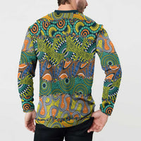 Africa Tribal Mixed Pattern Button Sweatshirt - Wonder Print Shop