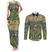 Africa Tribal Mixed Pattern Couples Matching Tank Maxi Dress and Long Sleeve Button Shirt - Wonder Print Shop