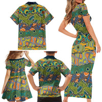 Africa Tribal Mixed Pattern Family Matching Short Sleeve Bodycon Dress and Hawaiian Shirt - Wonder Print Shop