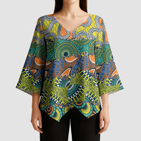 Africa Tribal Mixed Pattern Kimono Sleeve Blouse - Wonder Print Shop