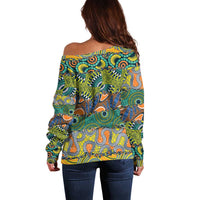 Africa Tribal Mixed Pattern Off Shoulder Sweater - Wonder Print Shop