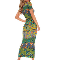 Africa Tribal Mixed Pattern Short Sleeve Bodycon Dress - Wonder Print Shop