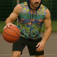Africa Tribal Mixed Pattern Sleeveless Zip Hoodie - Wonder Print Shop