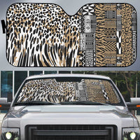 Africa Tribal Pattern Mixed Leopard Skin Auto Sun Shade - Wonder Print Shop