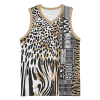 Africa Tribal Pattern Mixed Leopard Skin Basketball Jersey - Wonder Print Shop