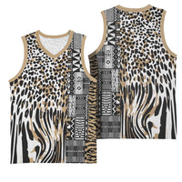 Africa Tribal Pattern Mixed Leopard Skin Basketball Jersey - Wonder Print Shop