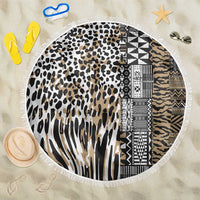 Africa Tribal Pattern Mixed Leopard Skin Beach Blanket - Wonder Print Shop