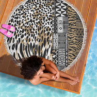 Africa Tribal Pattern Mixed Leopard Skin Beach Blanket - Wonder Print Shop