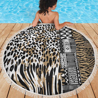 Africa Tribal Pattern Mixed Leopard Skin Beach Blanket - Wonder Print Shop