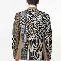 Africa Tribal Pattern Mixed Leopard Skin Blazer - Wonder Print Shop