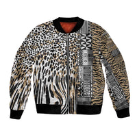 Africa Tribal Pattern Mixed Leopard Skin Bomber Jacket - Wonder Print Shop