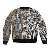 Africa Tribal Pattern Mixed Leopard Skin Bomber Jacket - Wonder Print Shop