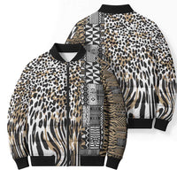 Africa Tribal Pattern Mixed Leopard Skin Bomber Puffer Jacket - Wonder Print Shop