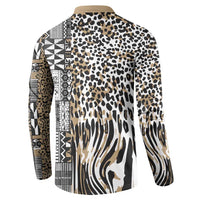 Africa Tribal Pattern Mixed Leopard Skin Button Sweatshirt - Wonder Print Shop