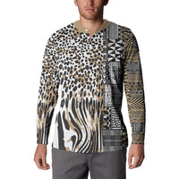 Africa Tribal Pattern Mixed Leopard Skin Button Sweatshirt - Wonder Print Shop