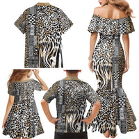 Africa Tribal Pattern Mixed Leopard Skin Family Matching Mermaid Dress and Hawaiian Shirt - Wonder Print Shop
