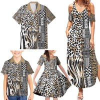 Africa Tribal Pattern Mixed Leopard Skin Family Matching Summer Maxi Dress and Hawaiian Shirt - Wonder Print Shop