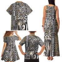 Africa Tribal Pattern Mixed Leopard Skin Family Matching Tank Maxi Dress and Hawaiian Shirt - Wonder Print Shop