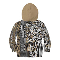 Africa Tribal Pattern Mixed Leopard Skin Kid Hoodie - Wonder Print Shop