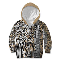 Africa Tribal Pattern Mixed Leopard Skin Kid Hoodie - Wonder Print Shop