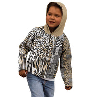Africa Tribal Pattern Mixed Leopard Skin Kid Hoodie - Wonder Print Shop