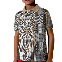 Africa Tribal Pattern Mixed Leopard Skin Kid Polo Shirt - Wonder Print Shop