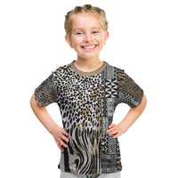 Africa Tribal Pattern Mixed Leopard Skin Kid T Shirt - Wonder Print Shop