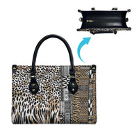 Africa Tribal Pattern Mixed Leopard Skin Leather Bag - Wonder Print Shop