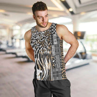 Africa Tribal Pattern Mixed Leopard Skin Men Tank Top - Wonder Print Shop