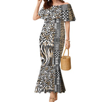 Africa Tribal Pattern Mixed Leopard Skin Mermaid Dress - Wonder Print Shop