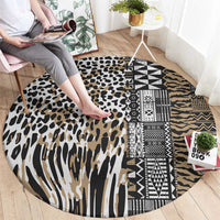 Africa Tribal Pattern Mixed Leopard Skin Round Carpet - Wonder Print Shop