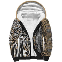 Africa Tribal Pattern Mixed Leopard Skin Sherpa Hoodie - Wonder Print Shop