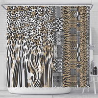 Africa Tribal Pattern Mixed Leopard Skin Shower Curtain - Wonder Print Shop