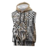 Africa Tribal Pattern Mixed Leopard Skin Sleeveless Hoodie - Wonder Print Shop