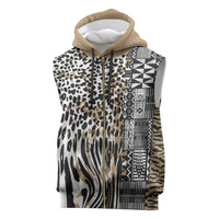 Africa Tribal Pattern Mixed Leopard Skin Sleeveless Zip Hoodie - Wonder Print Shop