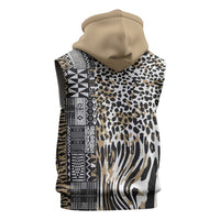 Africa Tribal Pattern Mixed Leopard Skin Sleeveless Zip Hoodie - Wonder Print Shop