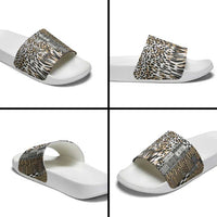 Africa Tribal Pattern Mixed Leopard Skin Slide Sandals - Wonder Print Shop