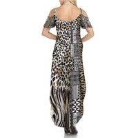 Africa Tribal Pattern Mixed Leopard Skin Summer Maxi Dress - Wonder Print Shop