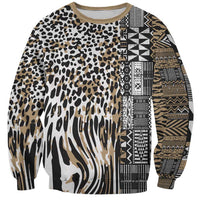 Africa Tribal Pattern Mixed Leopard Skin Sweatshirt - Wonder Print Shop