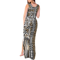 Africa Tribal Pattern Mixed Leopard Skin Tank Maxi Dress - Wonder Print Shop